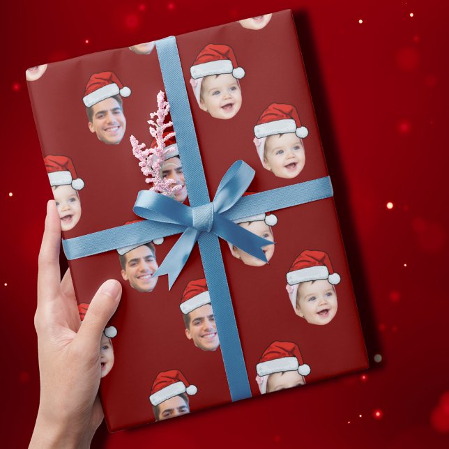 Papel De Presente Pai Natal Personalizado Rosto Natal Presente 2 Fot (Criador carregado)