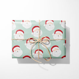 Papel De Presente Pai Natal Vintage em Hortelã