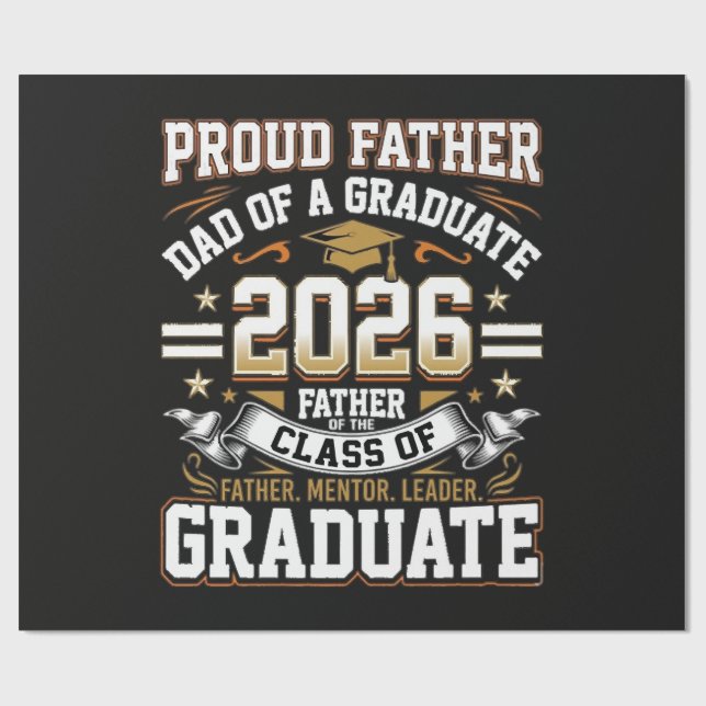 Papel De Presente Pai Orgulhoso Graduado da Turma de 2026 (Aberto)