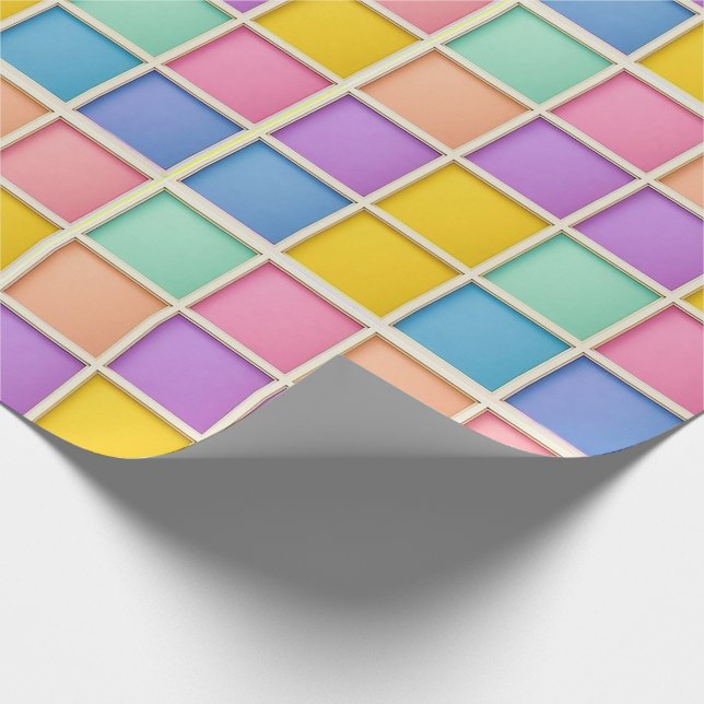 Papel De Presente Painel de Grade Geométrica Colorida (Ponta)