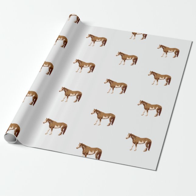 Papel De Presente Paint Horse Equestrian Watercolor Americano (Desenrolado)