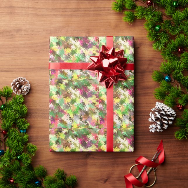 Papel De Presente Paint Splatter Autumn Color deixa Abstrato (Presente de Natal)