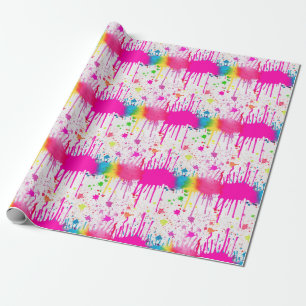 Papel De Presente Paint Splatter colorido