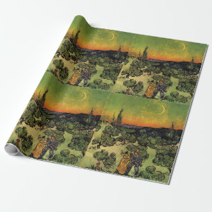 Papel De Presente Paisagem ao Luar de Vincent Van Gogh