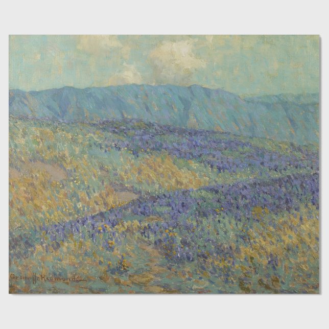 Papel De Presente Paisagem com Flores Azuis (por Granville Redmond) (Aberto)