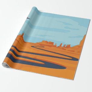 Papel De Presente  paisagem com vale deserto, montanhas, w escuro
