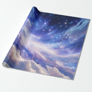 Papel De Presente Paisagem Cósmica: Nebulosa Inundada e Noite Estrel