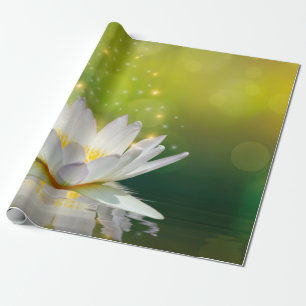 Papel De Presente Paisagem da Flor de Lótus Branco, Zen