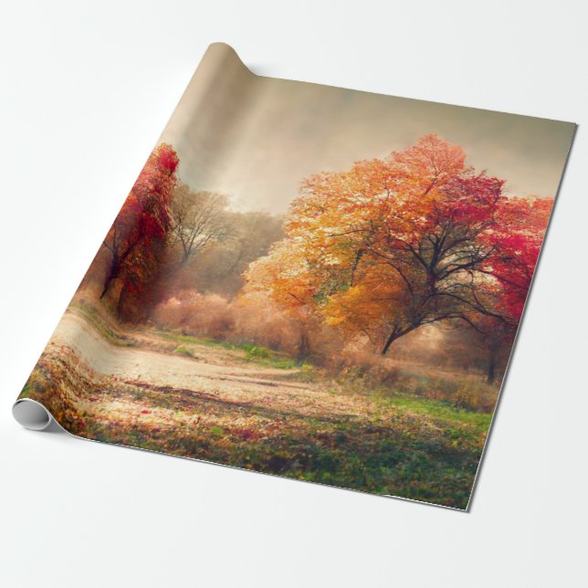 Papel De Presente Paisagem da Floresta de Navegação Bela (Desenrolado)