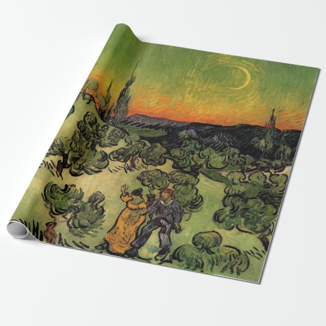 Papel De Presente Paisagem da Lua Vincent Van Gogh (Desenrolado)