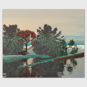 Papel De Presente PAISAGEM DE alienígena, ÁRVORES, HIPERION Sci Fi