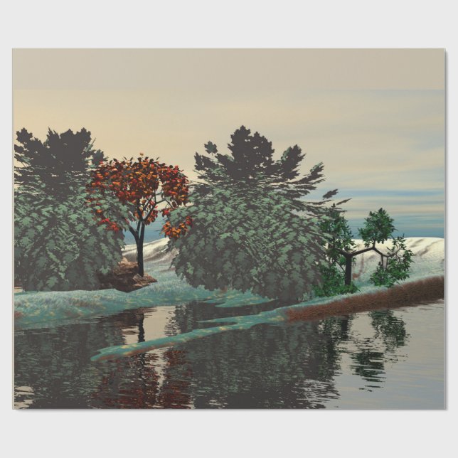 Papel De Presente PAISAGEM DE alienígena, ÁRVORES, HIPERION Sci Fi (Aberto)