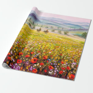 Papel De Presente Paisagem de ciprestes trabalho de arte italiano