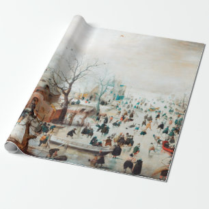 Papel De Presente Paisagem de inverno de Hendrick Avercamp com Patea