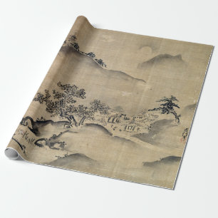 Papel De Presente Paisagem de Kano Chikanobu