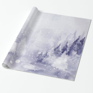 Papel De Presente Paisagem de neve de inverno roxo