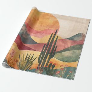 Papel De Presente Paisagem do Deserto Boho - Natureza do Sudoeste