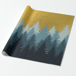 Papel De Presente Paisagem do Ouro das Árvores Florestais