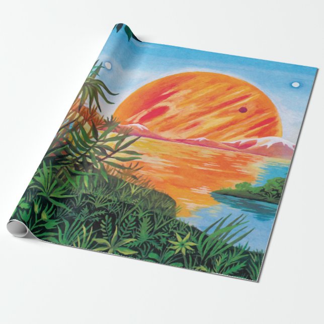 Papel De Presente Paisagem em Europa - Pintura Ficção Científica da  (Desenrolado)