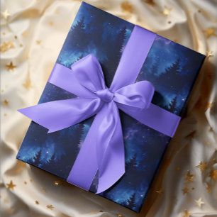 Papel De Presente Paisagem Espacial da Floresta Aurora Borealis