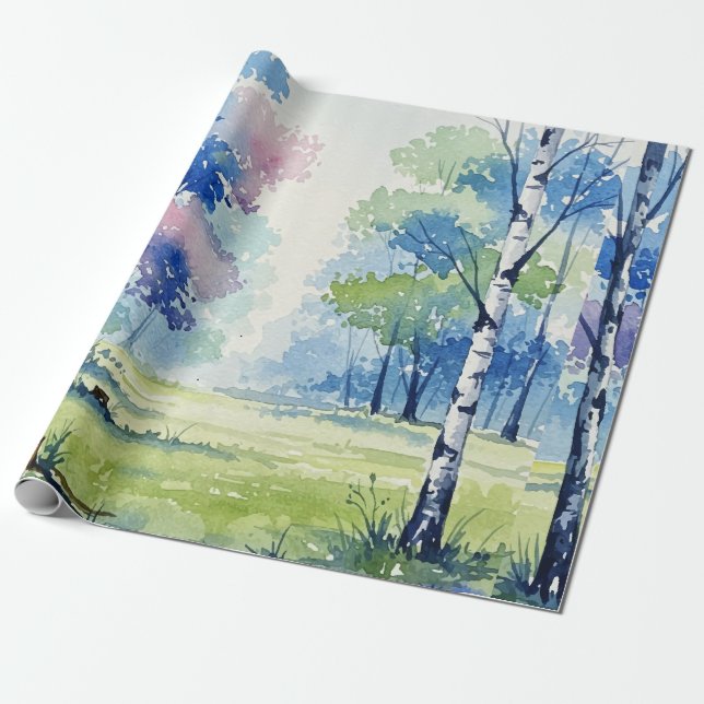 Papel De Presente Paisagem florestal (Desenrolado)