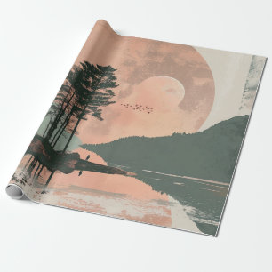 Papel De Presente Paisagem Florestal do Lago da Montanha da Sabedori