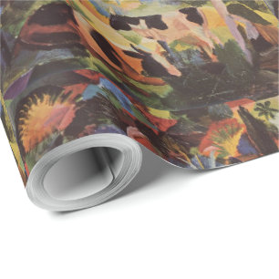 Papel De Presente Paisagem Macke August com Vacas e Camelo