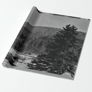Papel De Presente Paisagem nevado em preto e branco