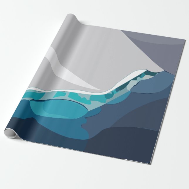 Papel De Presente Paisagem Oceânica Iceberg (Desenrolado)