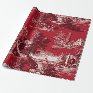 Papel De Presente Paisagem Toile Vermelha Vintage (5)