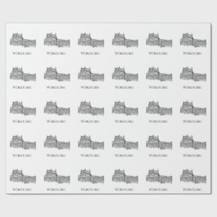 Papel De Presente Paisagem Urbana de Würzburg Baviera Arte Minimalis