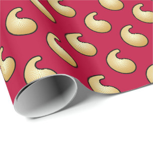 Papel De Presente Paisley Dourado e marrom