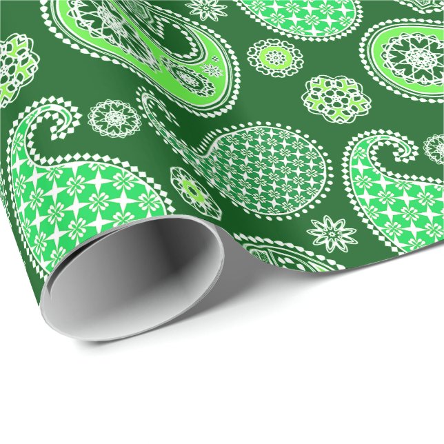 Papel De Presente Paisley, Emerald e Jade Green (Ponta do rolo)