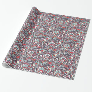 Papel De Presente Paisley Floral Doodle Pattern