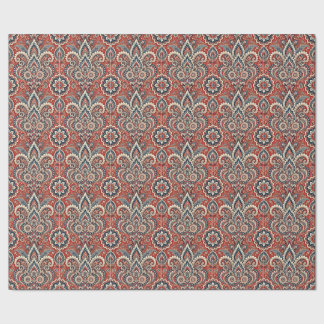 Papel De Presente Paisley Floral Fusion em Vermelho, Branco e Azul