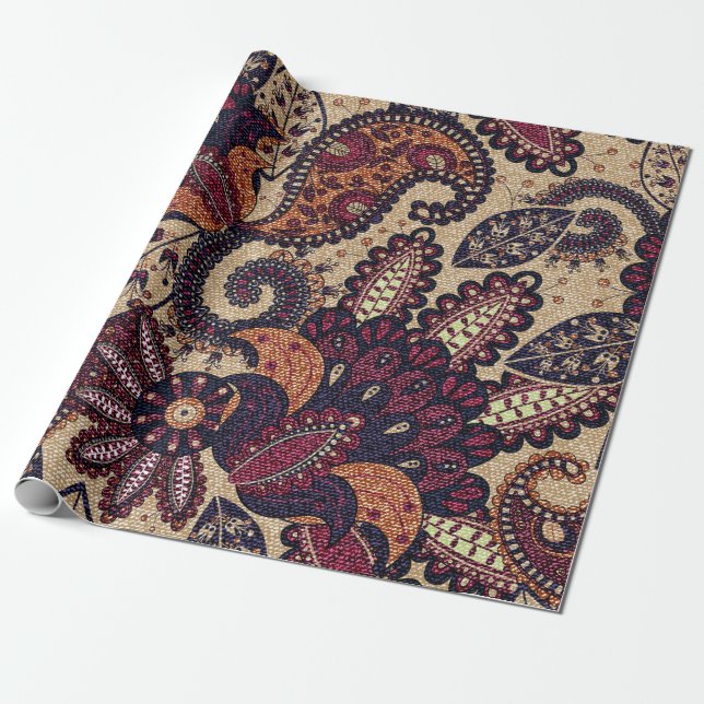 Papel De Presente Paisley floral seamless pattern with decorative fl (Desenrolado)