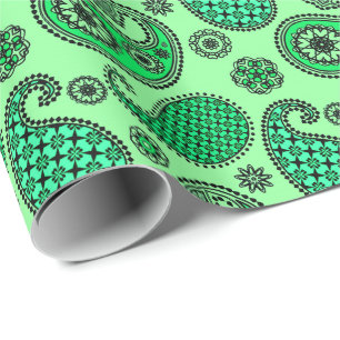 Papel De Presente Paisley, jade e hortelã verdes