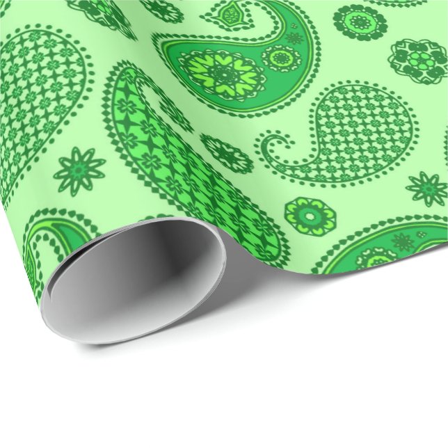 Papel De Presente Paisley Pattern, Limão e Emerald Green (Ponta do rolo)
