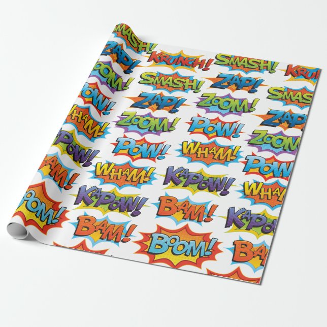 Papel De Presente Palavra de Ação de Quadrinhos (Desenrolado)