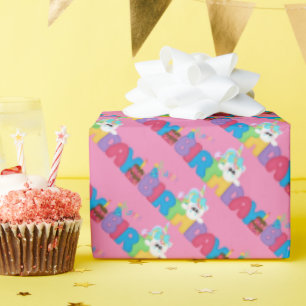 Papel De Presente Palavra de aniversário arte Fantasy unicórnio em