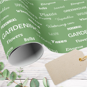 Papel De Presente Palavras de Jardinagem Presente Verde Moderno Aman