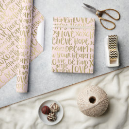 Papel De Presente Palavras Douradas e Inspiracionais