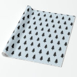 Papel De Presente Pale Blue Minimalist PINE TREE CHRISTMAS PERSONALI<br><div class="desc">Papel de enrolar Pinho,  Padrão,  de árvore de Natal,  preto-e-claro e azul. Cor de fundo personalizável! Uma bela ideia para o seu natal mínimo!</div>