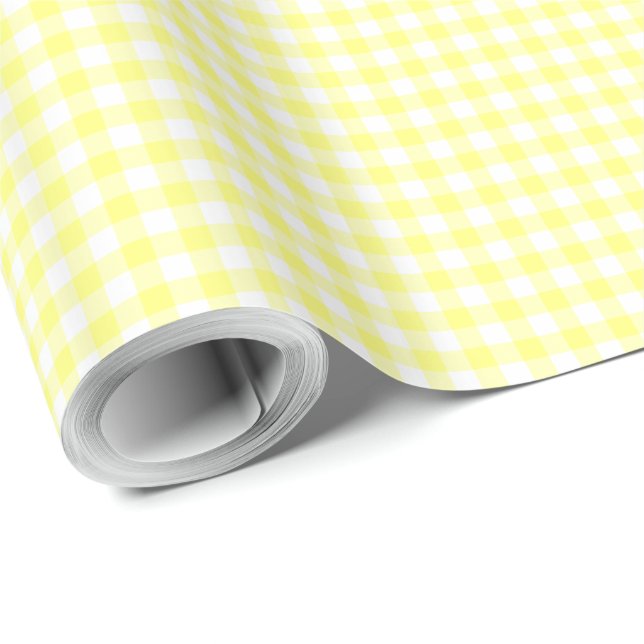 Papel De Presente Pale Yellow Gingham (Ponta do rolo)