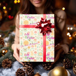 Papel De Presente Paleta Pastel Floral Kawaii Personalizada para Cri