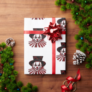Papel De Presente Palhaço de circo vermelho e preto de retrô vermelh