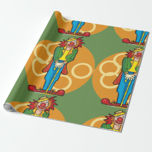Papel De Presente Palhaço de Desenho Animado Caprichoso com Cores Vi