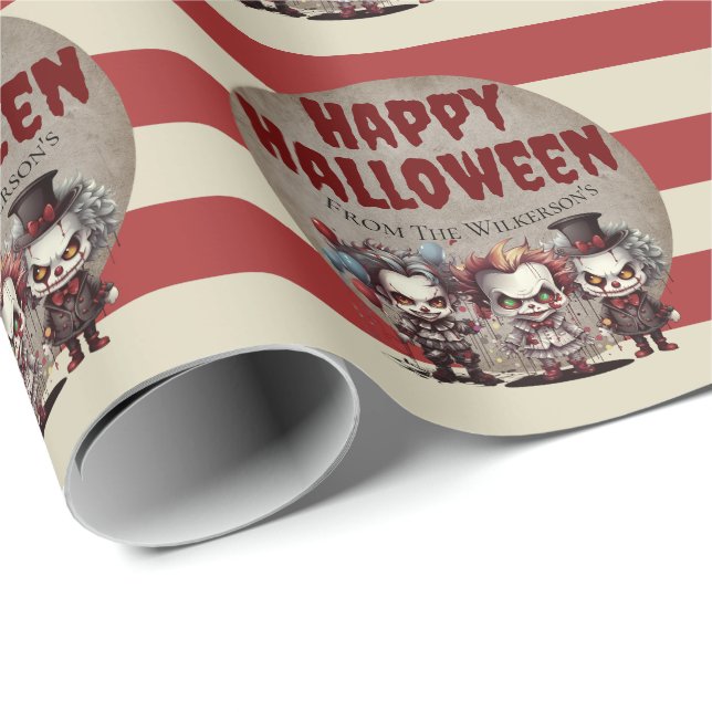 Papel De Presente Palhaços Assustadores Carnaval Sinistro de Hallowe (Ponta do rolo)