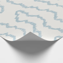 Pálido Azul Francês Ondas Ikat em Branco Quente