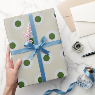 Papel De Presente Pálido Taupe Verde Cinza Bolinhas Simples Retro